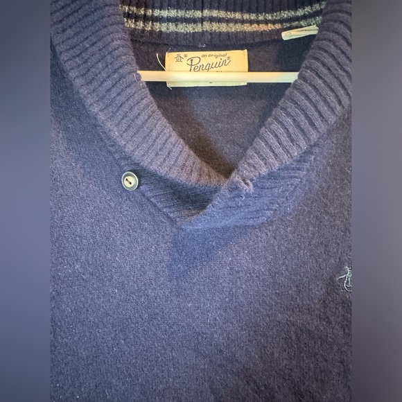 Penguin By Munsingwear Men’s Navy Blue Shawl Collar  Sweater XXL 100% Lambs Wool - Picture 6 of 16